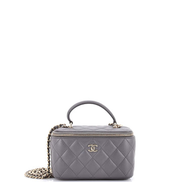 Chanel Classic Top Handle Vanity Case with Chain Quilted Lambskin Small