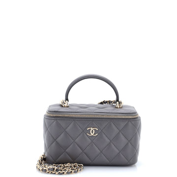 Chanel Classic Top Handle Vanity Case with Chain Quilted Lambskin Small