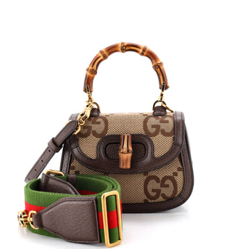 Gucci Bamboo 1947 Top Handle Bag Jumbo GG Canvas Mini
