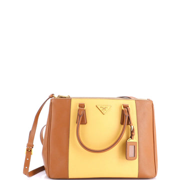 Prada Bicolor Double Zip Lux Tote Saffiano Leather Medium