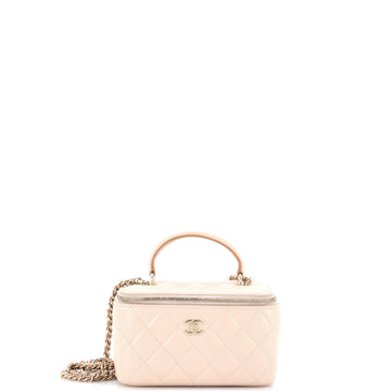 Chanel Classic Top Handle Vanity Case with Chain Quilted Lambskin Small