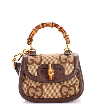 Gucci Bamboo 1947 Top Handle Bag Jumbo GG Canvas Mini