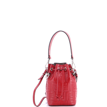 Fendi Mon Tresor Bucket Bag Zucca Embossed Leather Mini