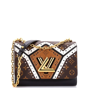 Louis Vuitton Twist Handbag Limited Edition Brogue Reverse Monogram Canvas and Leather MM