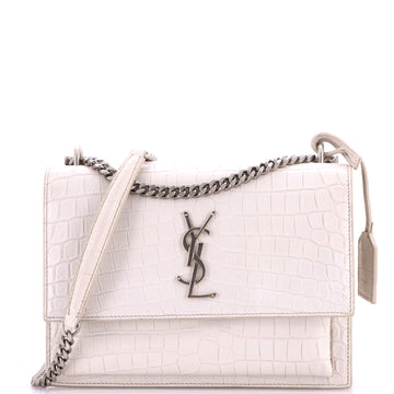 Saint Laurent Sunset Crossbody Bag Crocodile Embossed Leather Medium
