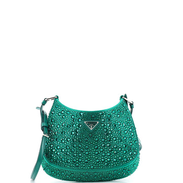 Prada Cleo Shoulder Bag Crystal Embellished Satin Small