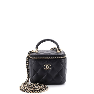 Chanel Classic Top Handle Vanity Case with Chain Quilted Lambskin Mini