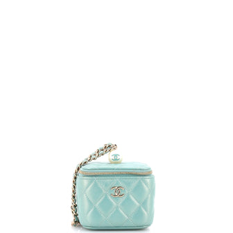 Chanel Classic Pearl Vanity Case with Chain Quilted Caviar Mini