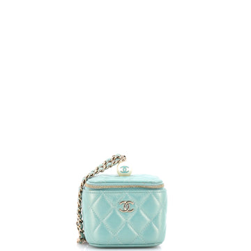 Chanel Classic Pearl Vanity Case with Chain Quilted Caviar Mini