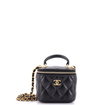 Chanel Classic Top Handle Vanity Case with Chain Quilted Lambskin Mini