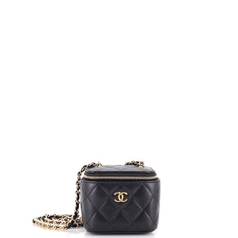 Chanel Tiny CC Link Vanity Case with Chain Quilted Caviar Mini