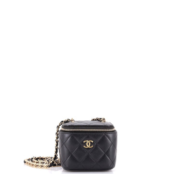 Chanel Tiny CC Link Vanity Case with Chain Quilted Caviar Mini