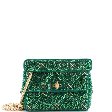 Valentino Garavani Roman Stud Flap Bag Embellished Suede Medium