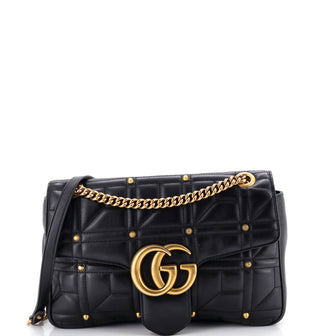 Gucci GG Marmont Flap Bag Studded Matelasse Leather Medium