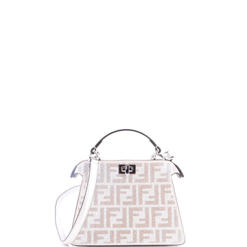 Fendi Peekaboo ISeeU Bag Zucca Crystal Embellished Suede Petite