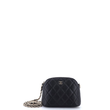 Chanel CC Dome Zip Clutch with Chain Quilted Caviar Mini