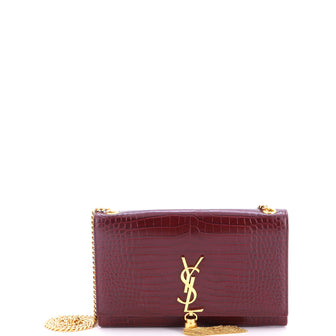 Saint Laurent Classic Monogram Tassel Crossbody Bag Crocodile Embossed Leather Medium