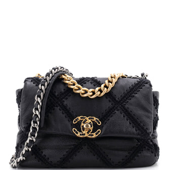 Chanel 19 Flap Bag Crochet Quilted Calfskin Medium