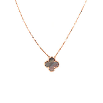 Van Cleef & Arpels Vintage Alhambra Pendant Necklace 18K Rose Gold and Grey Mother of Pearl