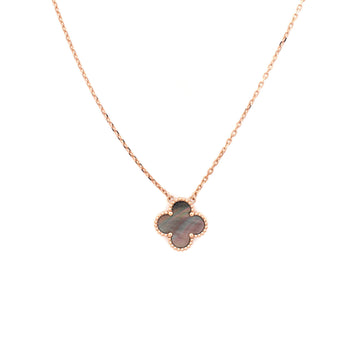 Van Cleef & Arpels Vintage Alhambra Pendant Necklace 18K Rose Gold and Grey Mother of Pearl