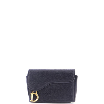 Christian Dior Saddle Lotus Wallet Leather Mini
