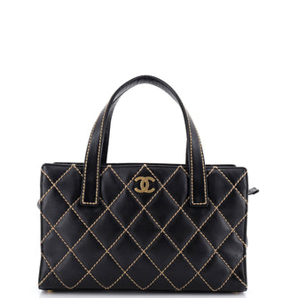Chanel Surpique Compartment Tote Quilted Leather Medium