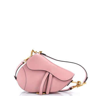 Christian Dior Saddle Handbag with Strap Leather Medium