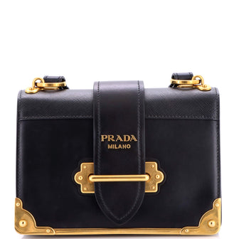 Prada Cahier Crossbody Bag Leather and Saffiano Leather Small