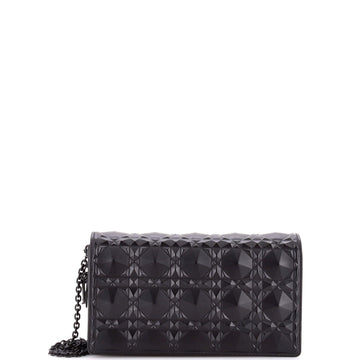 Christian Dior Lady Dior Chain Pouch Diamond Motif Cannage Calfskin