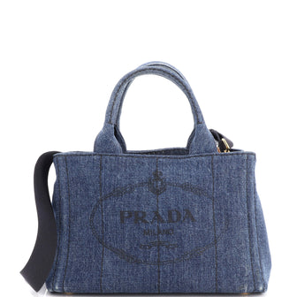 Prada Canapa Convertible Tote Denim Mini
