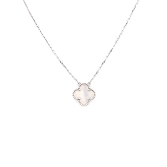 Van Cleef & Arpels Vintage Alhambra Pendant Necklace 18K White Gold and Mother of Pearl