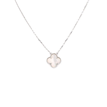 Van Cleef & Arpels Vintage Alhambra Pendant Necklace 18K White Gold and Mother of Pearl
