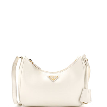 Prada Adjustable Handle Zip Hobo Saffiano Leather Mini