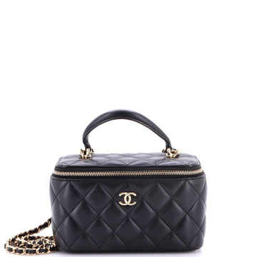 Chanel Classic Top Handle Vanity Case with Chain Quilted Lambskin Small