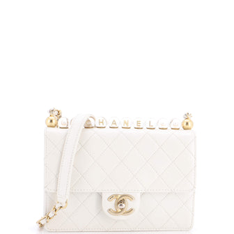 Chanel Chic Pearls Flap Bag Quilted Goatskin with Acrylic Beads Small