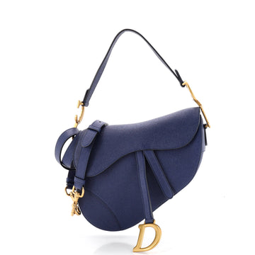 Christian Dior Saddle Handbag with Strap Leather Medium