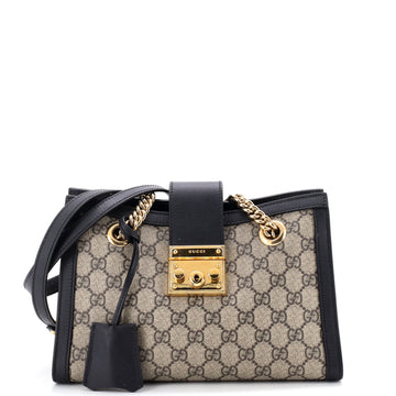 Gucci Padlock Chain Tote GG Coated Canvas with Leather Small