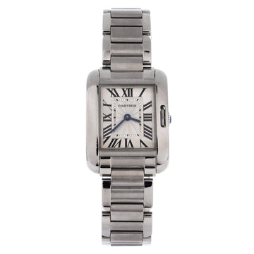 Cartier Tank Anglaise Quartz Watch Stainless Steel 23
