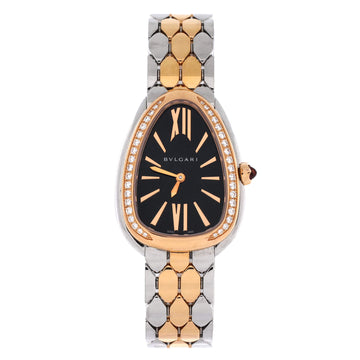 Bvlgari Serpenti Seduttori Quartz Watch Stainless Steel and Yellow Gold with Diamond Bezel 25