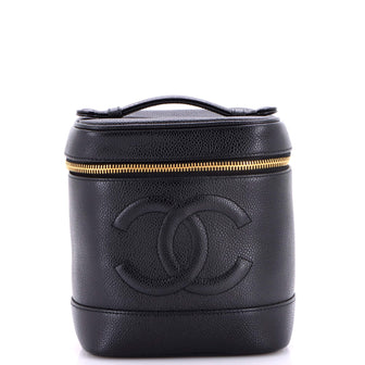 Chanel Vintage Timeless Cosmetic Case Caviar Tall