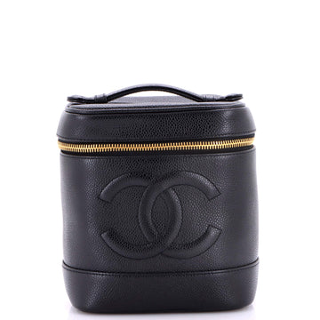 Chanel Vintage Timeless Cosmetic Case Caviar Tall