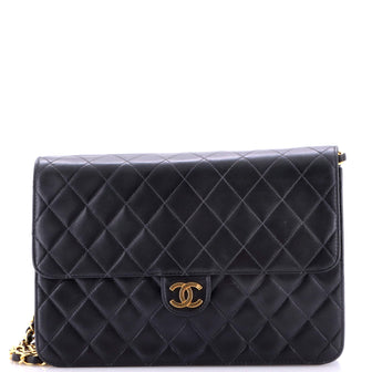 Chanel Vintage Clutch with Chain Quilted Leather Medium