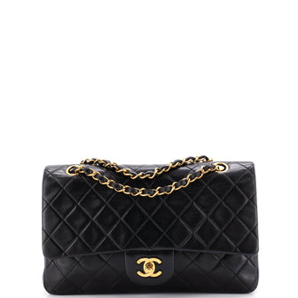 Chanel Vintage Classic Double Flap Bag Quilted Caviar Medium