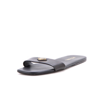 Prada Women's Triangle Logo Slide Sandals Nappa Leather