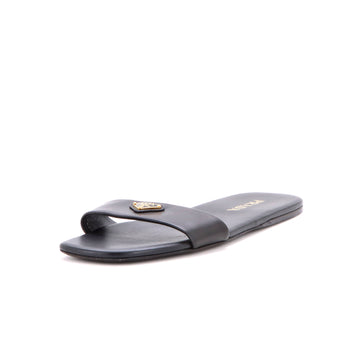 Prada Women's Triangle Logo Slide Sandals Nappa Leather