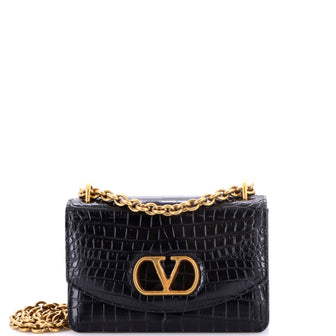Valentino Garavani VLogo Vain Shoulder Bag Crocodile Small