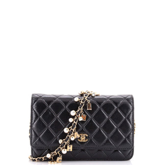 Chanel Pearl Charm Wallet on Chain Quilted Glazed Calfskin