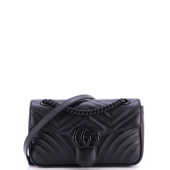 Gucci GG Marmont Monochrome Flap Bag Matelasse Leather Small