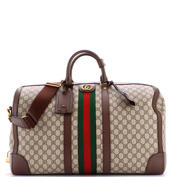 Gucci Savoy Web Convertible Duffle Bag GG Coated Canvas Large