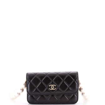 Chanel Pearl Strap Clutch with Chain Quilted Calfskin